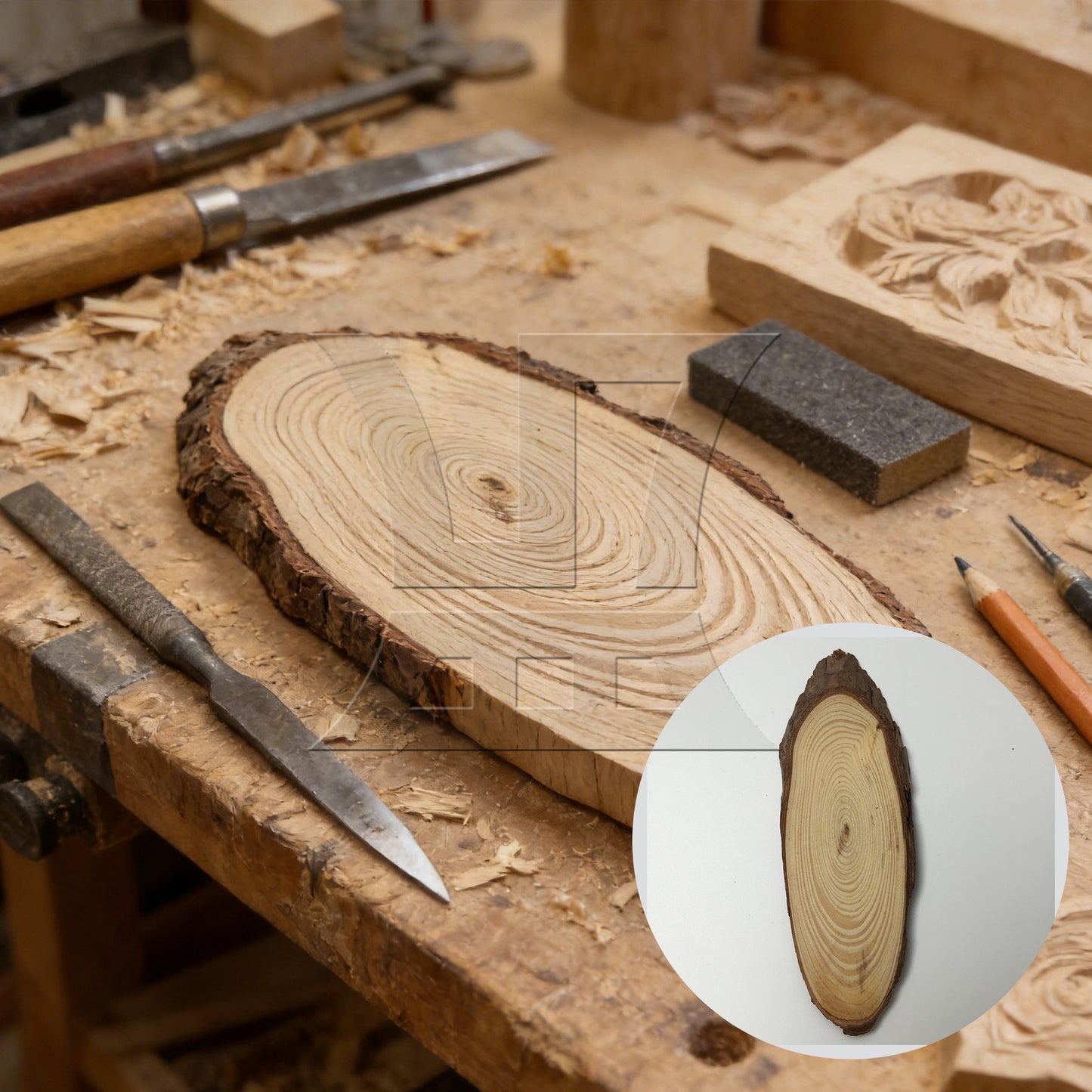 BQLZR 4x Oval Shape Natural Pine Wood Log Slice Circle with Tree Bark 7.09-7.87inch
