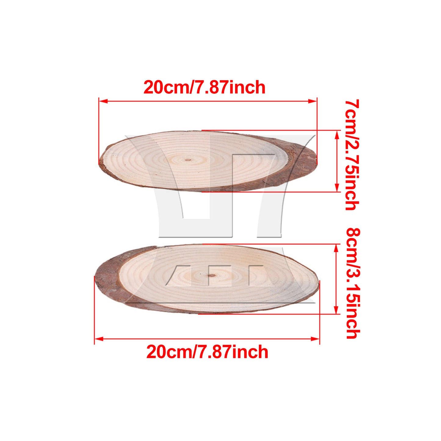 BQLZR 4x Oval Shape Natural Pine Wood Log Slice Circle with Tree Bark 7.09-7.87inch