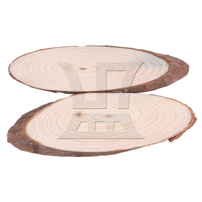 BQLZR 4x Oval Shape Natural Pine Wood Log Slice Circle with Tree Bark 7.09-7.87inch