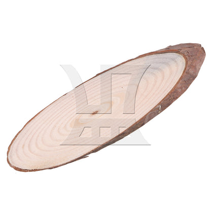 BQLZR 4x Oval Shape Natural Pine Wood Log Slice Circle with Tree Bark 7.09-7.87inch