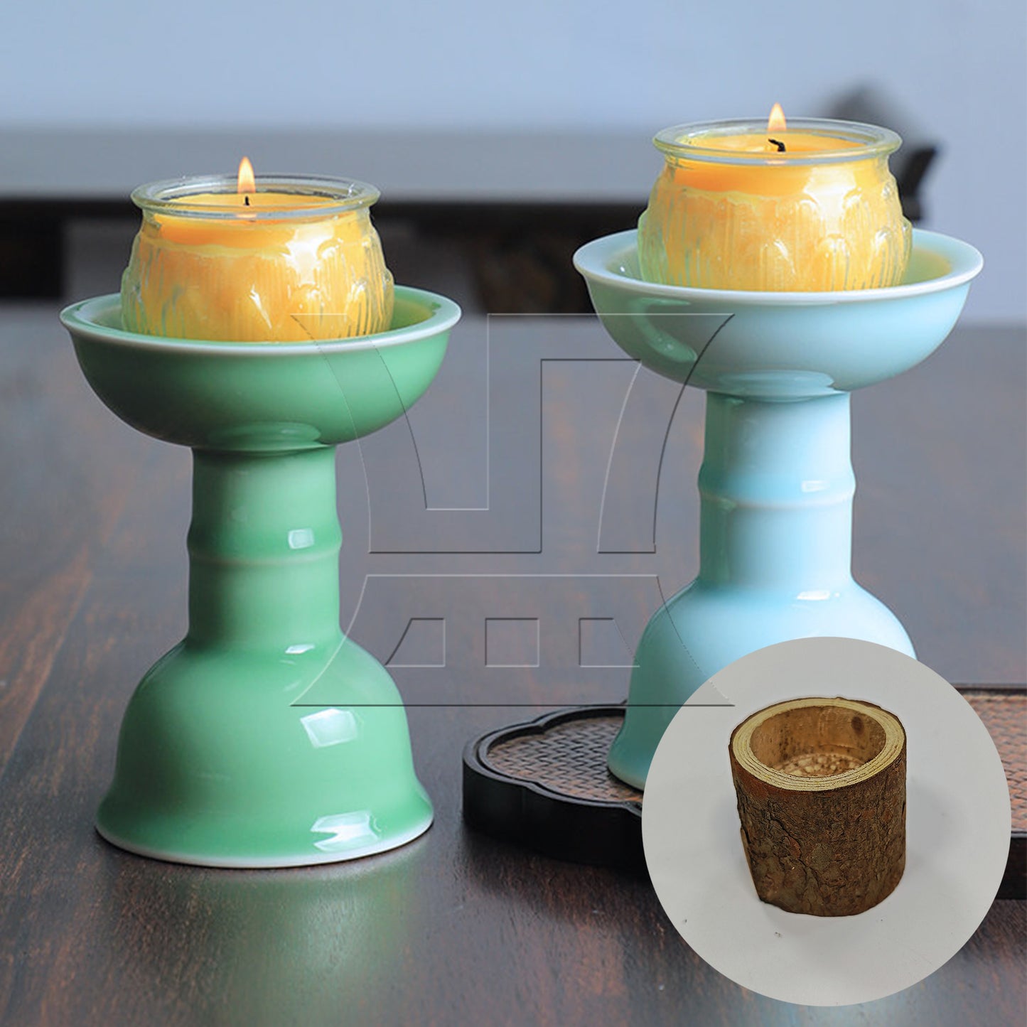 BQLZR Tree Branch Candle Stand 5cm Brown Wooden Candlesticks for Wedding