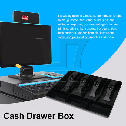 BQLZR Coin And Bills Tray Cash Drawer Case Replace 4 Bills 3 Coins Storage Box Black