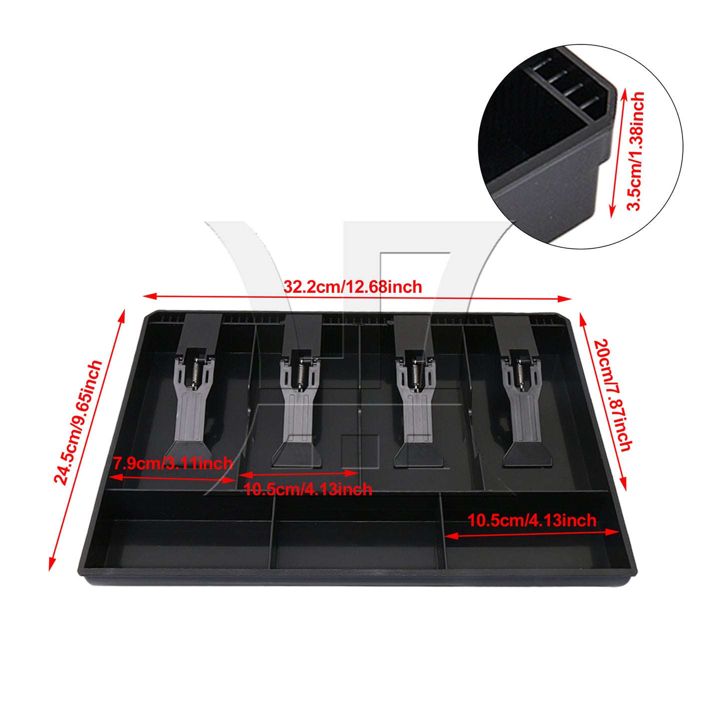 BQLZR Coin And Bills Tray Cash Drawer Case Replace 4 Bills 3 Coins Storage Box Black