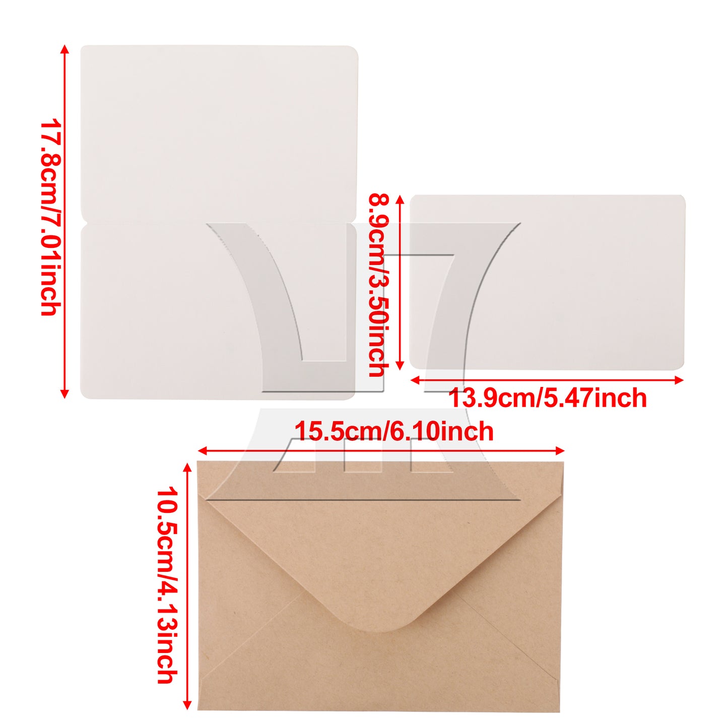 BQLZR White Blank Greeting Card 5.5" x 7" for DIY Craft Making Wedding w/ Envelope