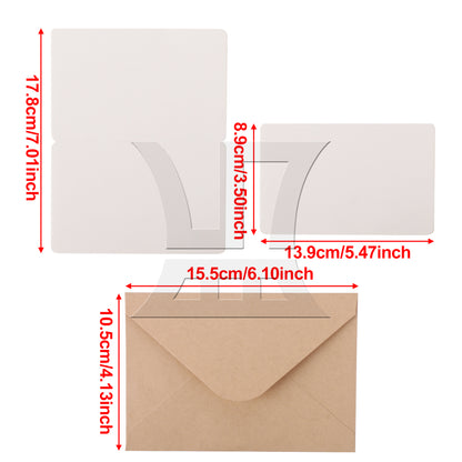 BQLZR White Blank Greeting Card 5.5" x 7" for DIY Craft Making Wedding w/ Envelope