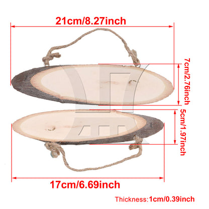 BQLZR 1pc Oval Natural Slice Length 17-21cm Width 5-7cm Thickness 1cm Wedding Decoration Party Decoration Wood Piece