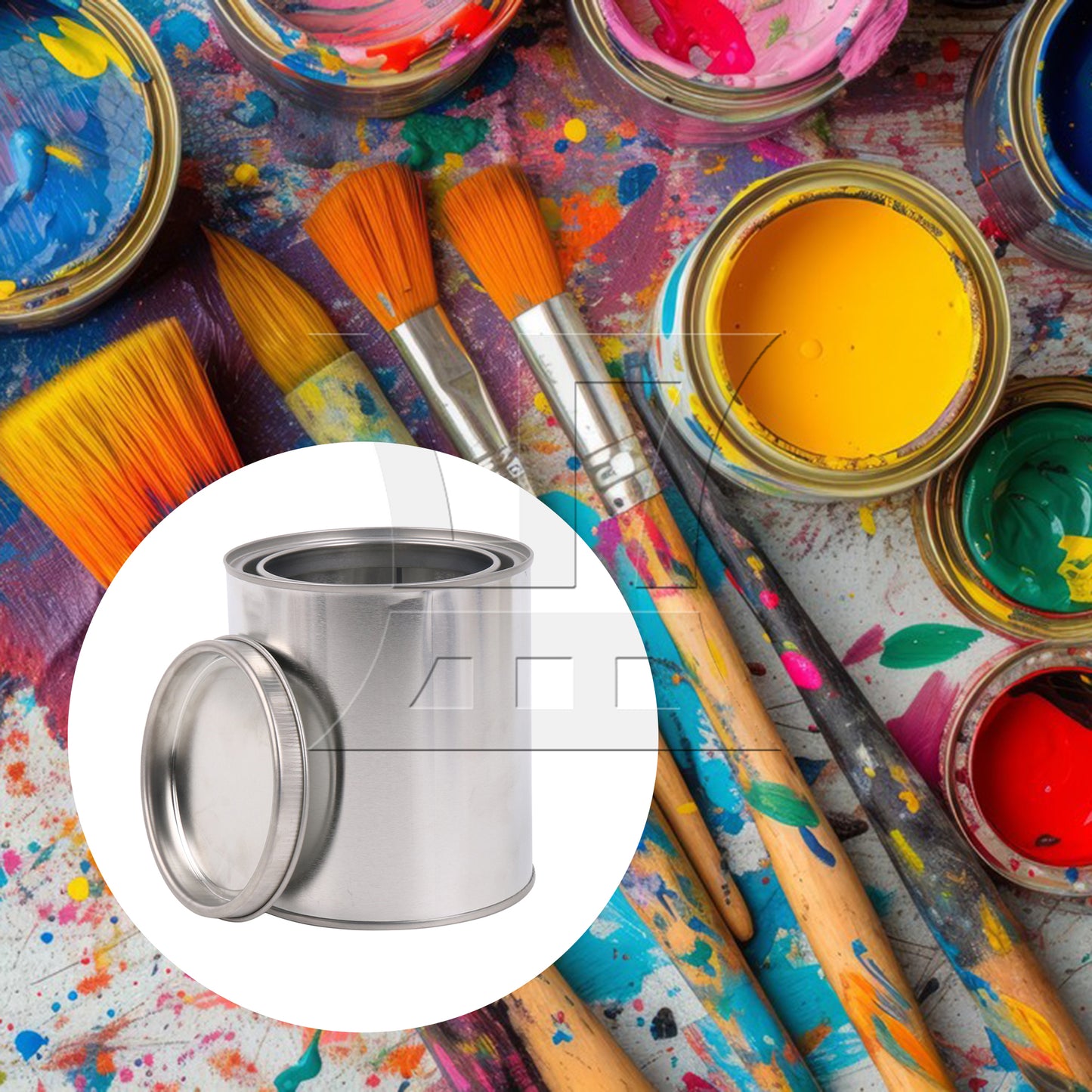 BQLZR Silver Paint Can Jar Storage Container for Leftover 2 Pint Capacity with Lid