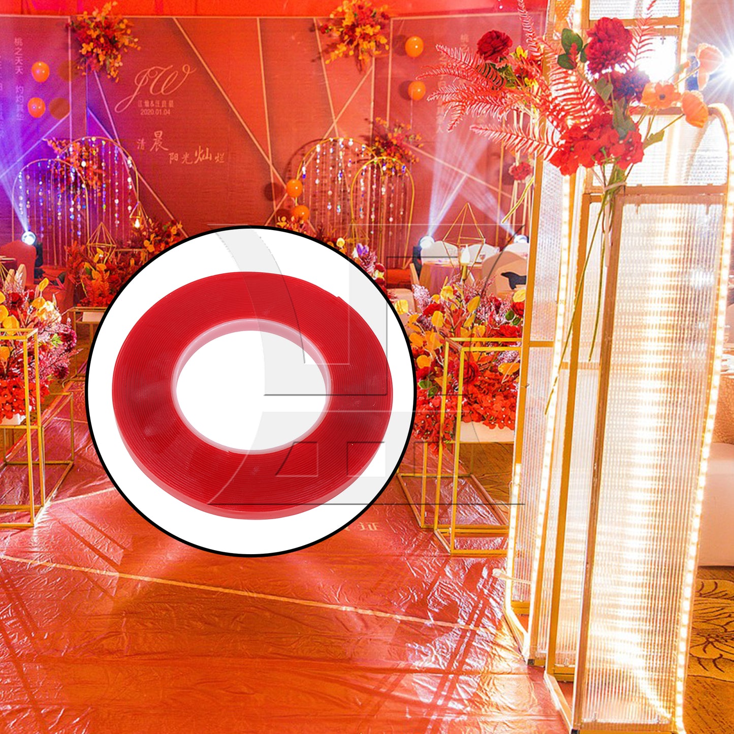 BQLZR Red Transparent Double Sided Adhesive Mounting Tape for Ornaments Fixed 33ft