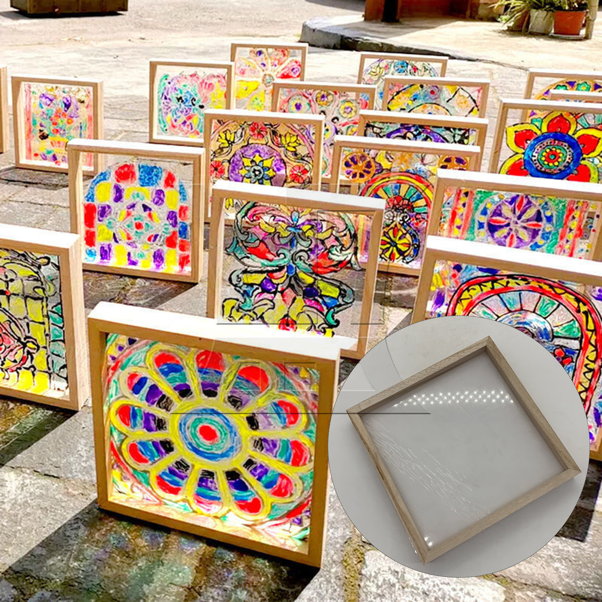 BQLZR 1pc Square Glass Picture Frame 20x20cm Double-layer for Handicraft