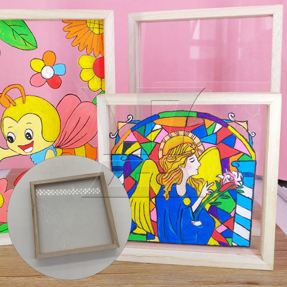 BQLZR 1pc Square Glass Picture Frame 20x20cm Double-layer for Handicraft