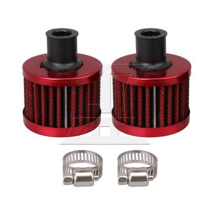 BQLZR 2x 13Mm Red Cone Mini Oil Air Intake Crankcase Vent Valve Cover Breather Filter