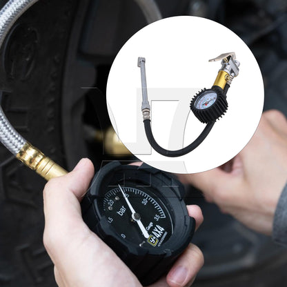 BQLZR 220 PSI Air Chuck Car Trucks With Dial Tire Inflator Gauge Dual Flexible Hose