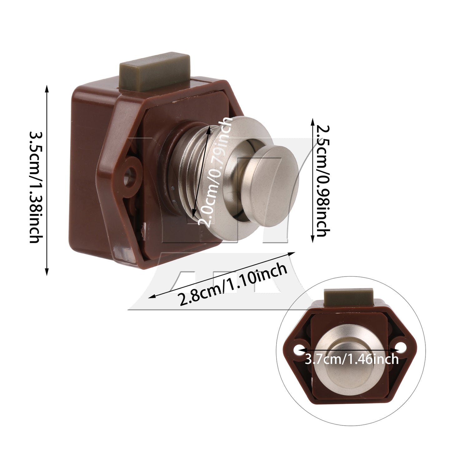 BQLZR Brown 3.5CM RV Cupboard Cabinet Door Push Button Keyless Lock Latch