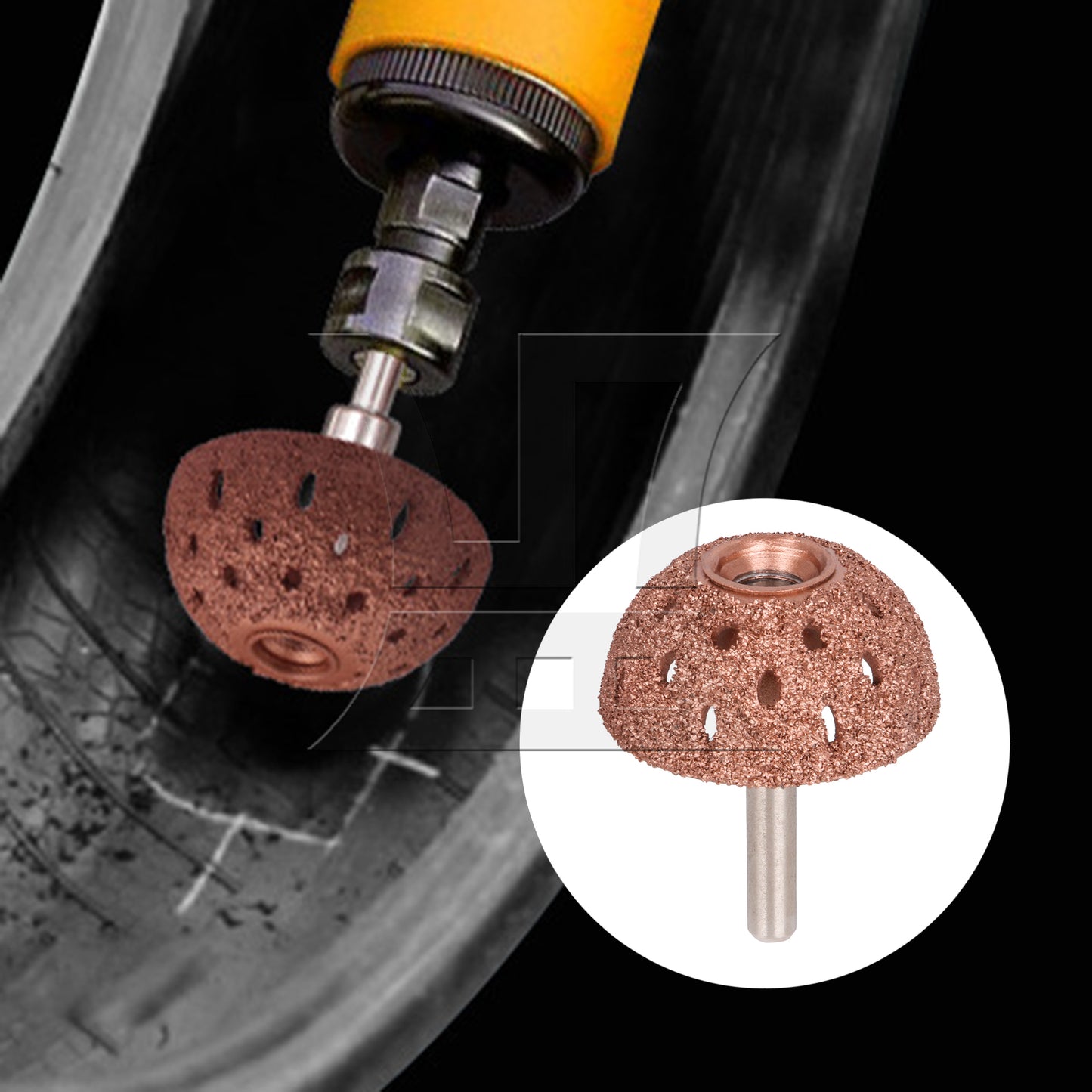 BQLZR Tire Repair Grinding Head Tungsten 70 Grid 1.57inch Diameter with Linking Rod