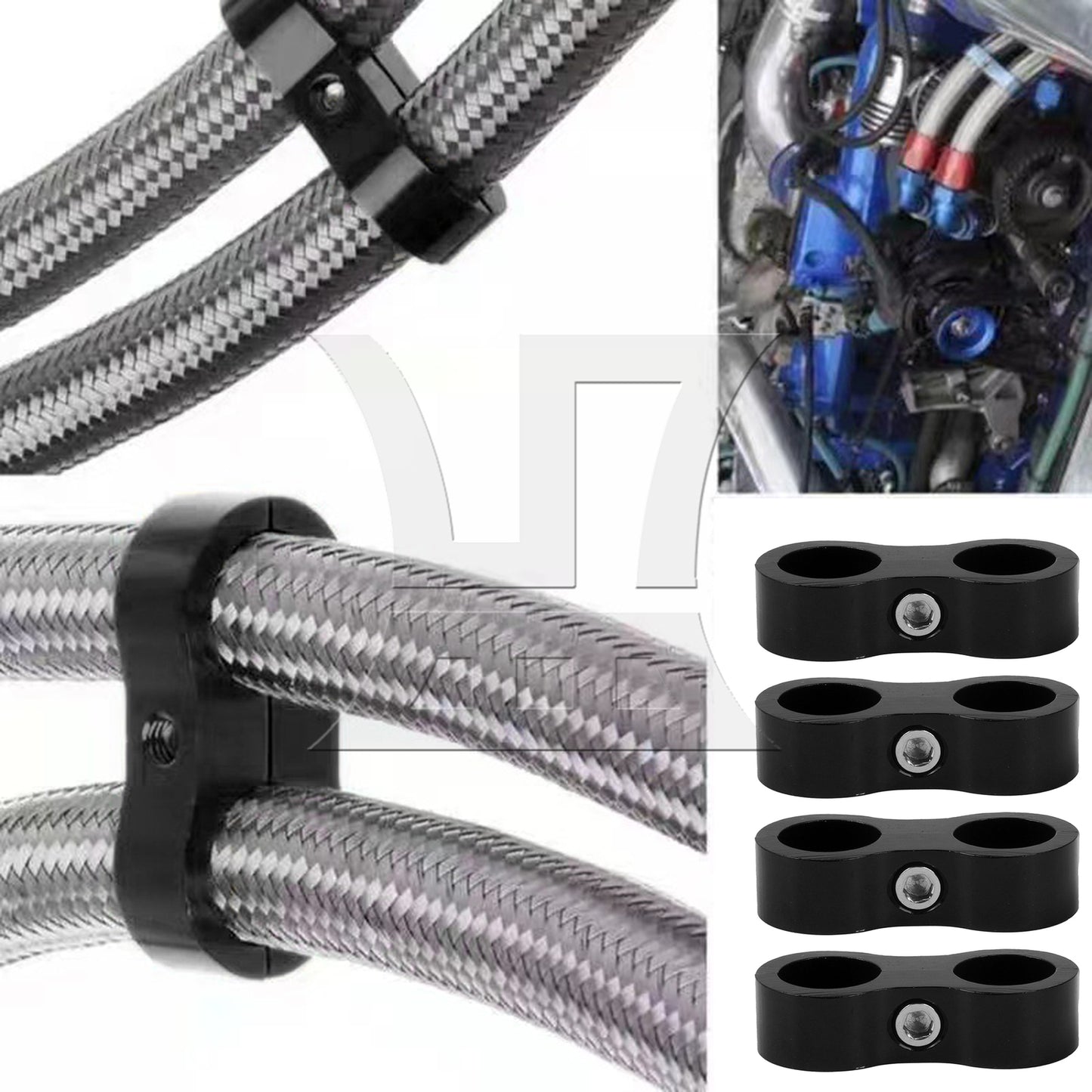 BQLZR  AN8 Hose Pipe Separator Clamps 0.63 Inch for Oil Gas and Water Line