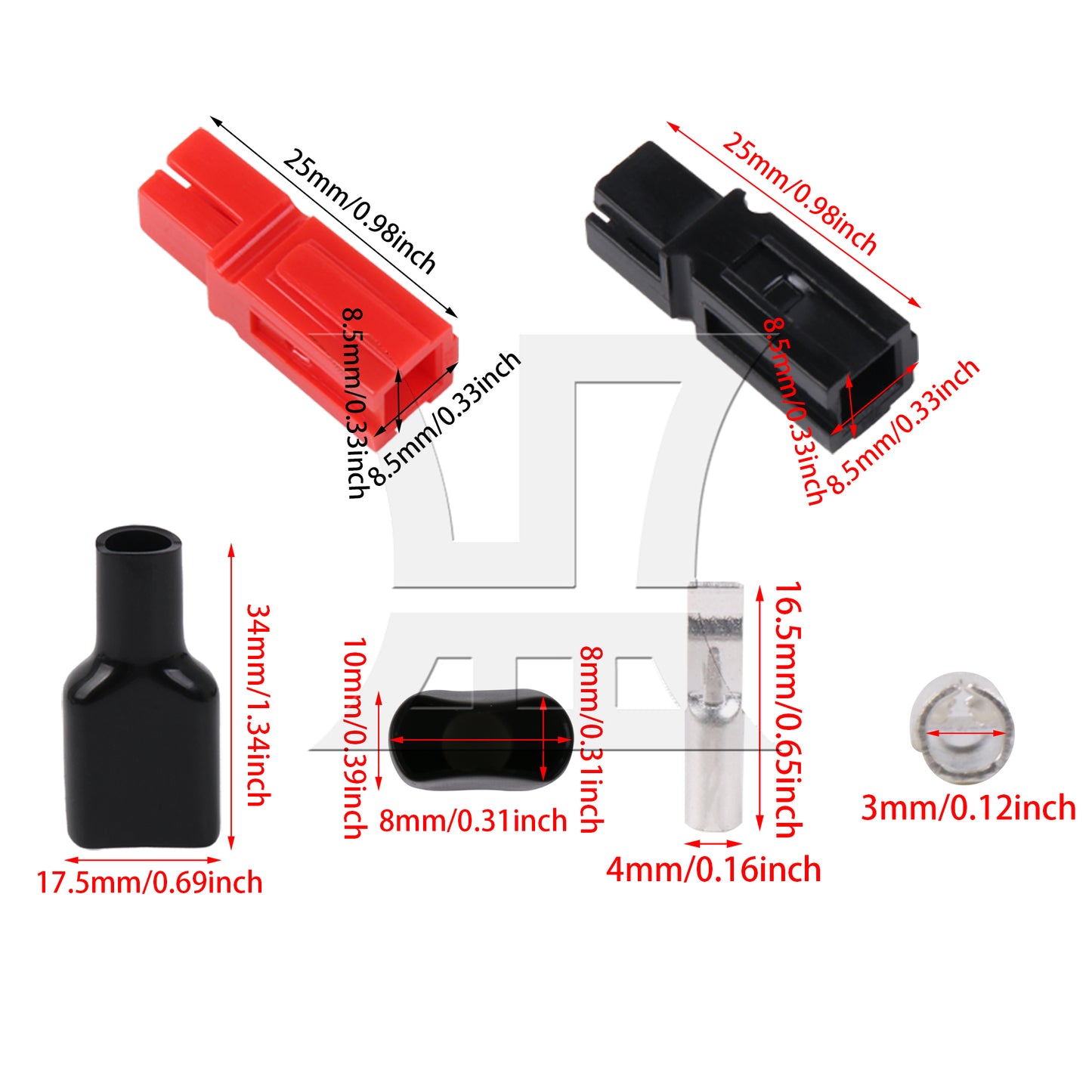 BQLZR 30Pieces Black Red Flame Retardant Sleeve Housings w/ Power Connector 30A 600V