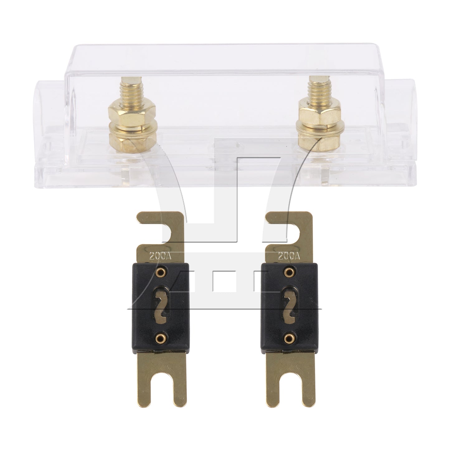 BQLZR 3 Pieces 200 Amp Bolt Down Fuses Gold Plated Pure Copper 32V w/ Holder for Car