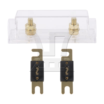 BQLZR 3 Pieces 200 Amp Bolt Down Fuses Gold Plated Pure Copper 32V w/ Holder for Car