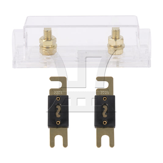BQLZR 3 Pieces 200 Amp Bolt Down Fuses Gold Plated Pure Copper 32V w/ Holder for Car