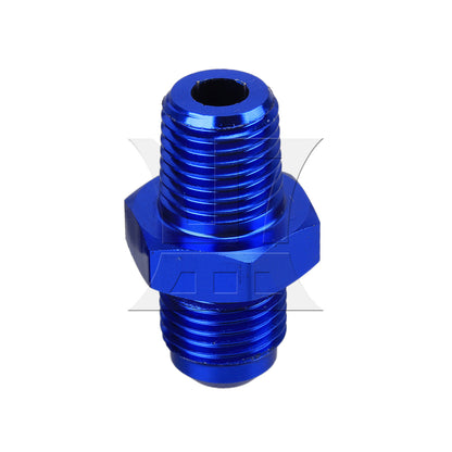 BQLZR 1pc Car Straight Male Fitting Adapter An6-1/4Npt Blue Automobile Modified Oil Tank Oil Pump Adapter