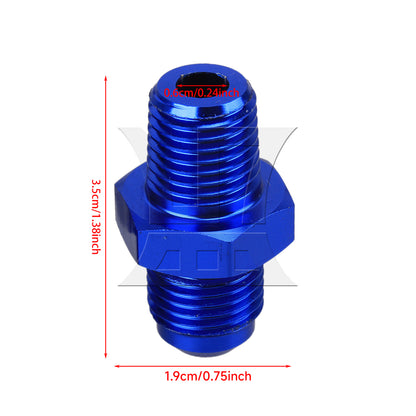 BQLZR 1pc Car Straight Male Fitting Adapter An6-1/4Npt Blue Automobile Modified Oil Tank Oil Pump Adapter