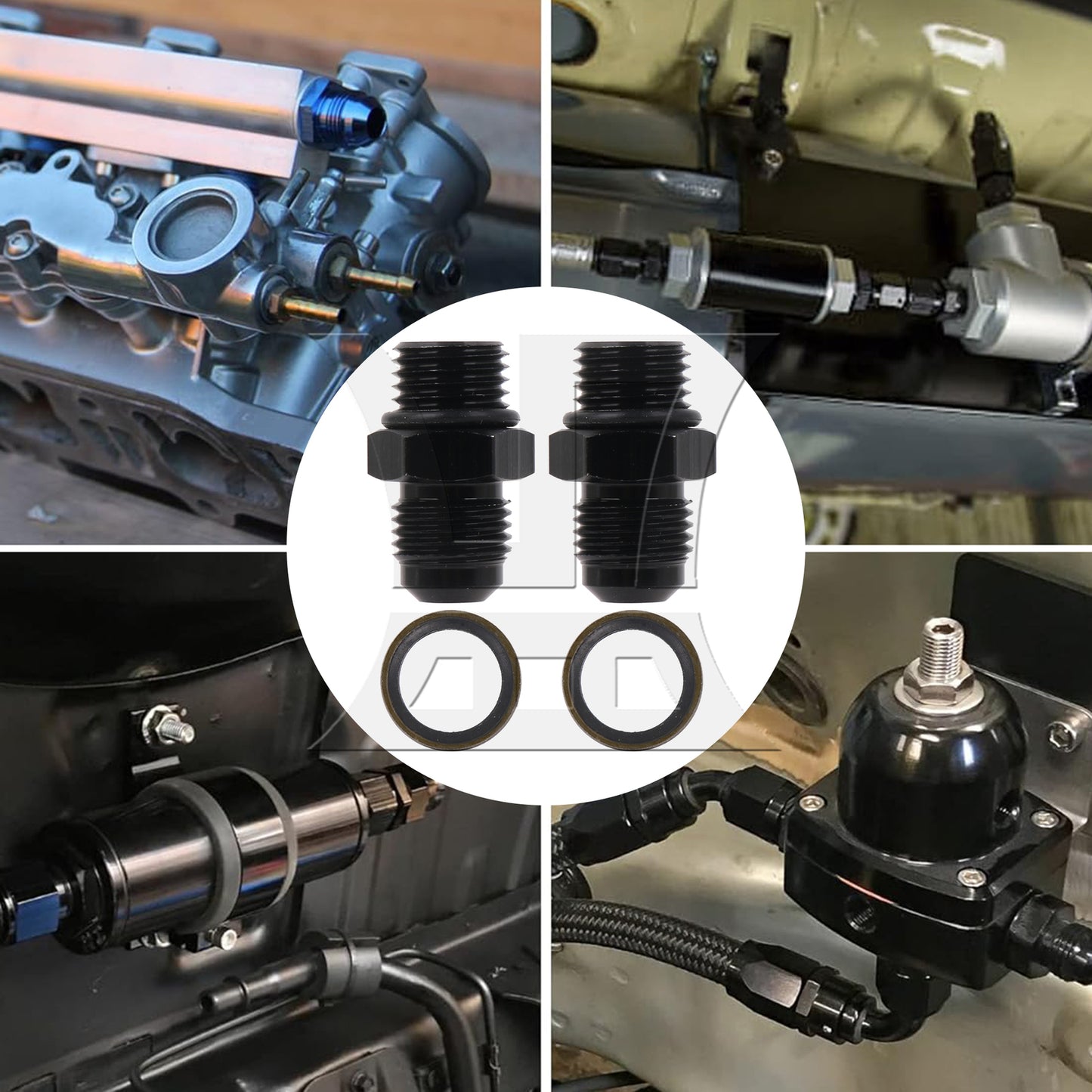BQLZR 2 pcs black automotive oil cooling connector