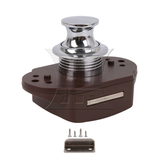 BQLZR 1PC Push Button Cabinet Latch for RV Drawer 45x54m Silver Top Brown Cover 26mm Open Hole BL01Z-BCH