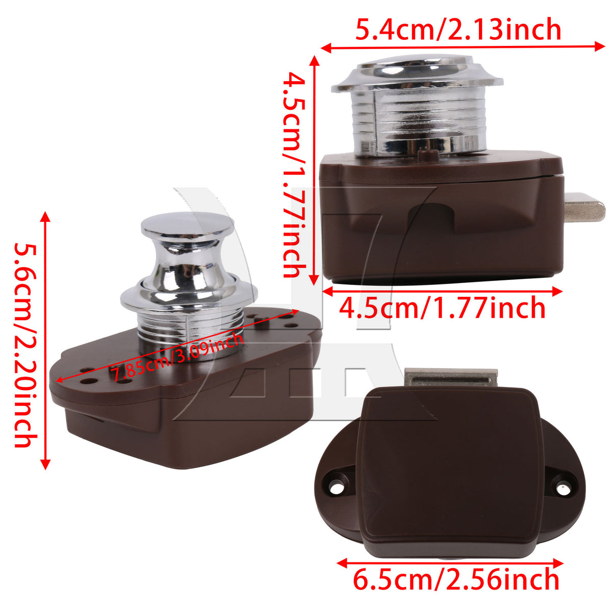 BQLZR 1PC Push Button Cabinet Latch for RV Drawer 45x54m Silver Top Brown Cover 26mm Open Hole BL01Z-BCH