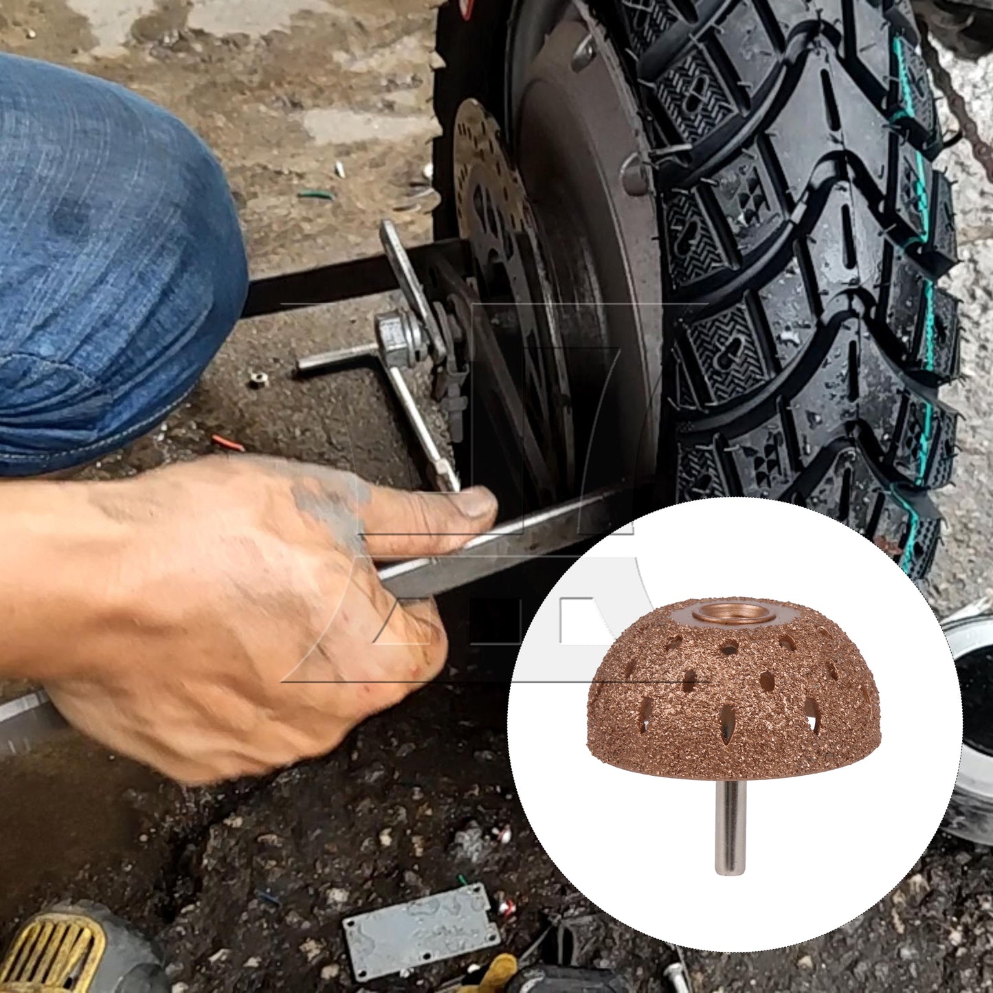 BQLZR 1PC 70 Grit High Speed Grinder Tire Buffer Wheel with Linking Rod for Tire Repair Tool 55mm