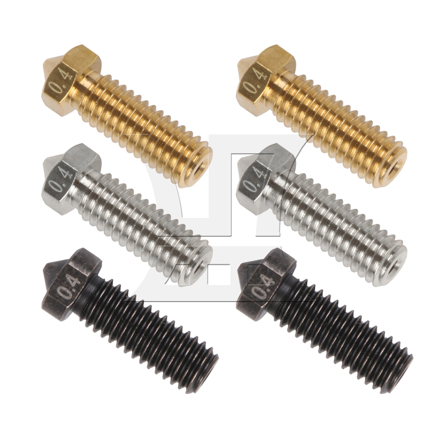BQLZR 15Pieces M6 1.75mm 0.4mm 3D Printer Nozzles Hardened Steel Stainless Steel Kit