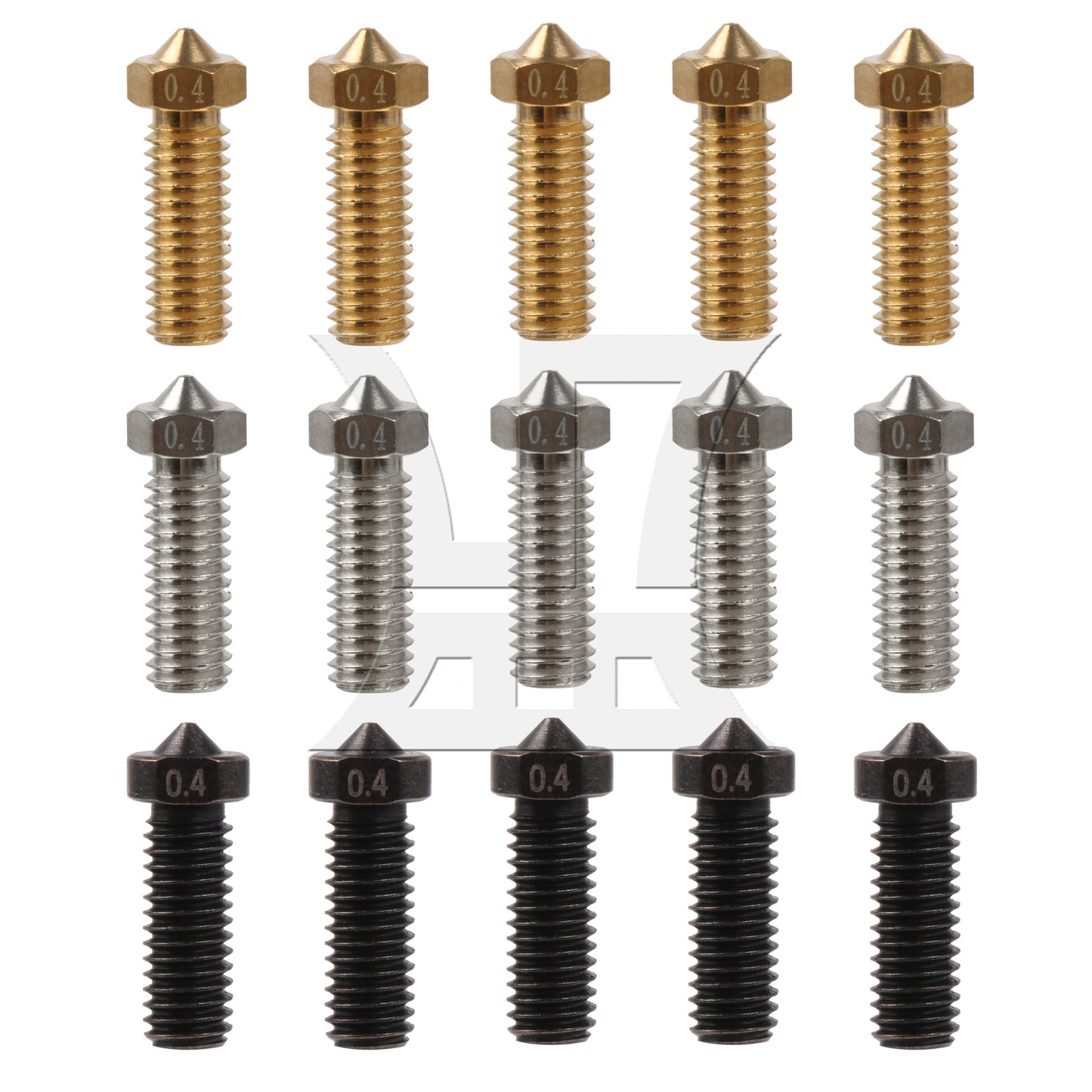 BQLZR 15Pieces M6 1.75mm 0.4mm 3D Printer Nozzles Hardened Steel Stainless Steel Kit