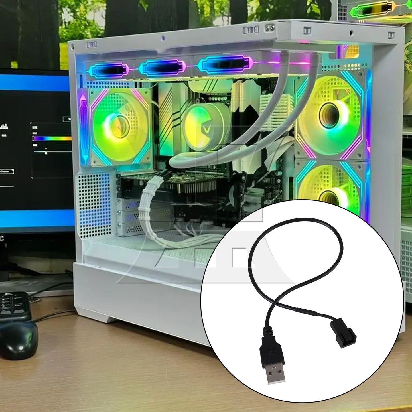 BQLZR Black USB to 3 PIN Fan Power Connector Cable 5V Output for Computer