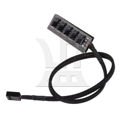 BQLZR Black 40.5cm 4-Port Fan Hub Splitter Power Cable for 5 Way PWM Fans