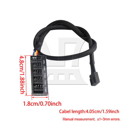BQLZR Black 40.5cm 4-Port Fan Hub Splitter Power Cable for 5 Way PWM Fans