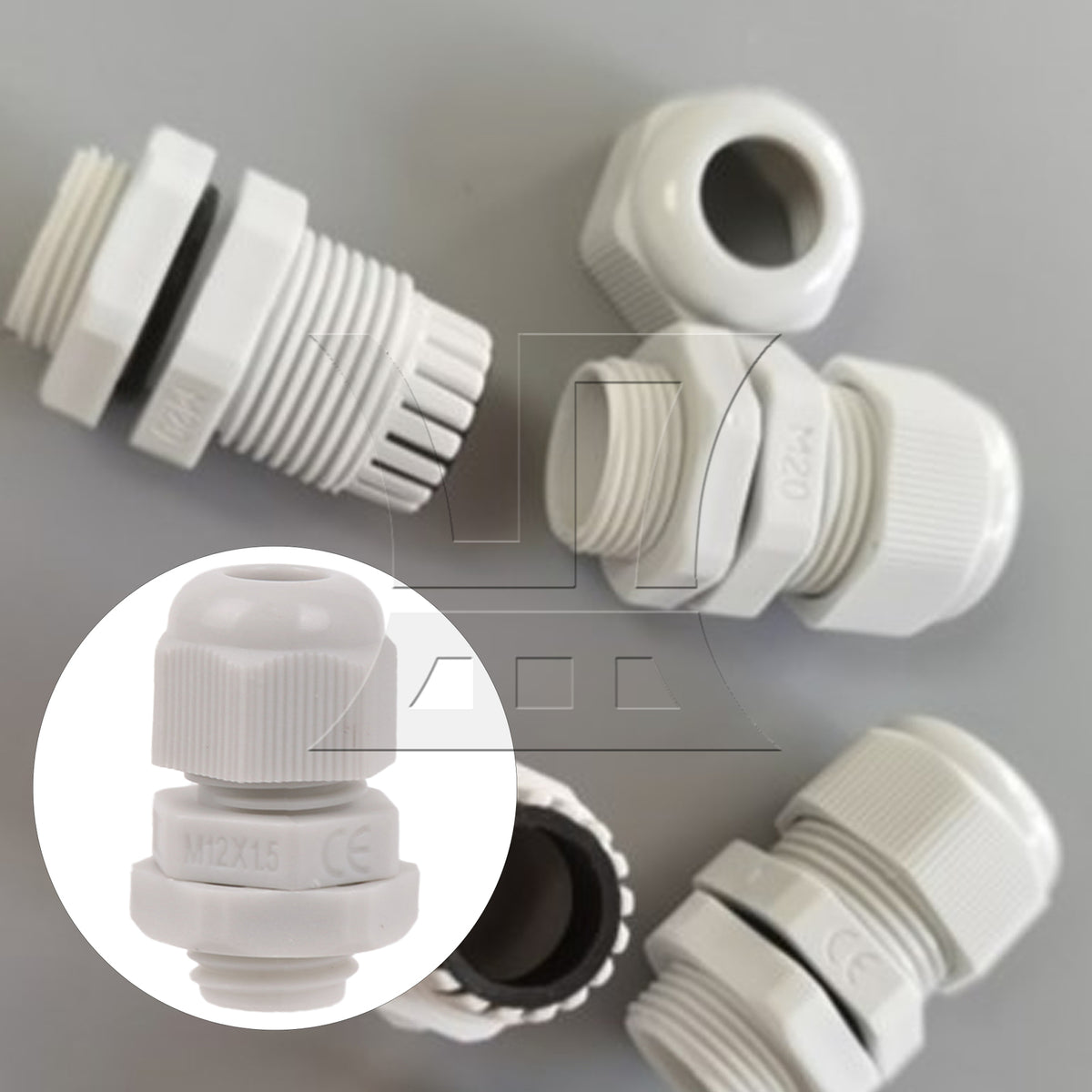 BQLZR 10pcs M12 Cable Gland Water Proof Plastic Joint Power Plant Working Equipment White