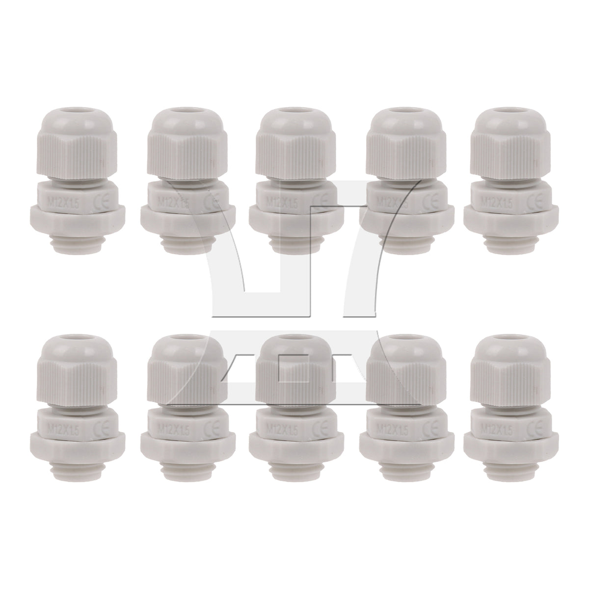 BQLZR 10pcs M12 Cable Gland Water Proof Plastic Joint Power Plant Working Equipment White