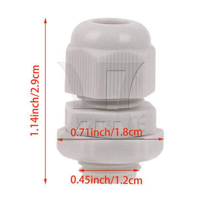 BQLZR 10pcs M12 Cable Gland Water Proof Plastic Joint Power Plant Working Equipment White