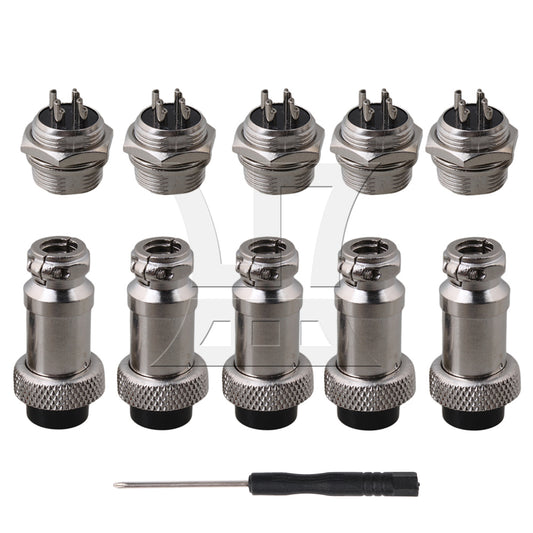 BQLZR Aviation Plug 4-Pin 16mm GX16-4 Metal Male Female Panel Connector Silver