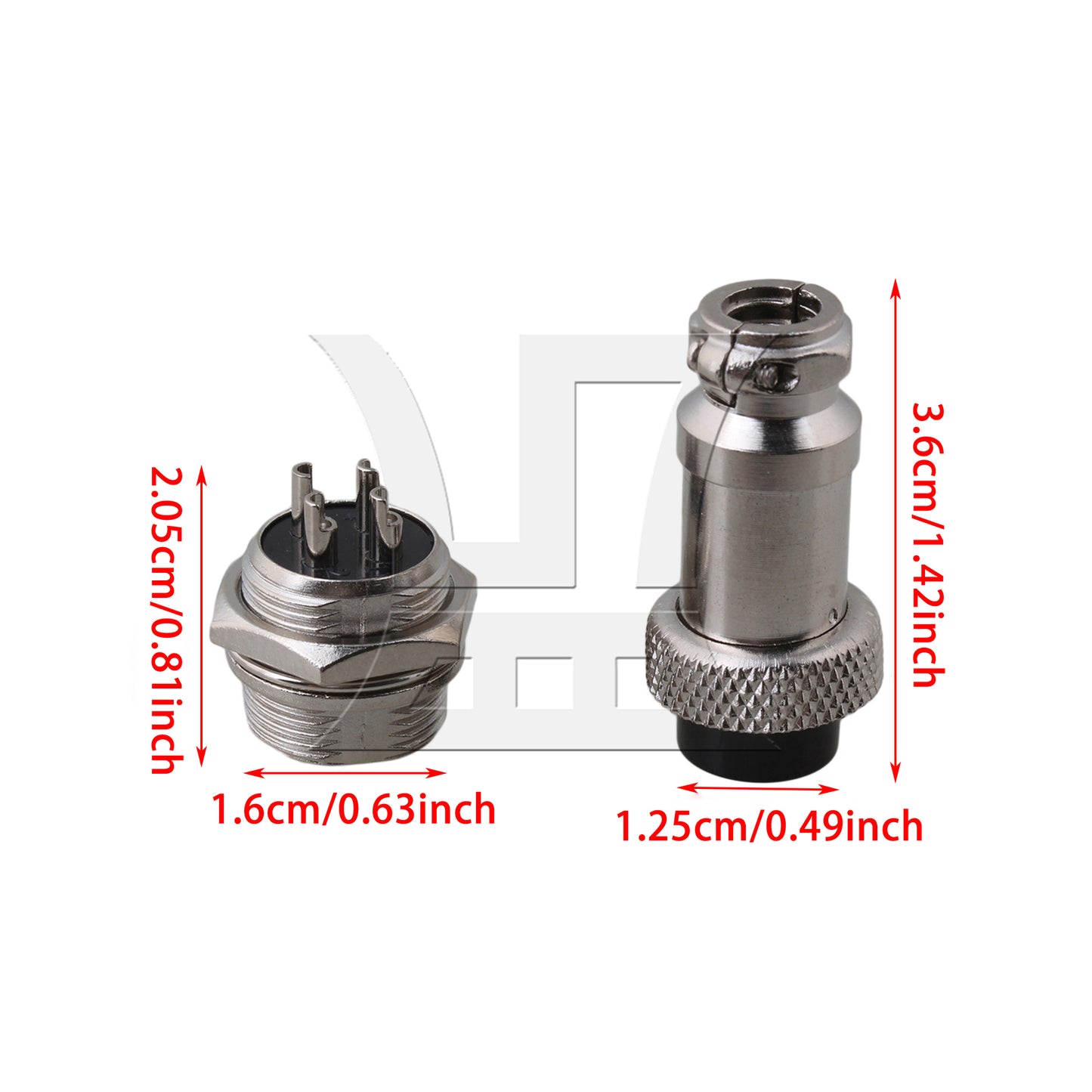 BQLZR Aviation Plug 4-Pin 16mm GX16-4 Metal Male Female Panel Connector Silver