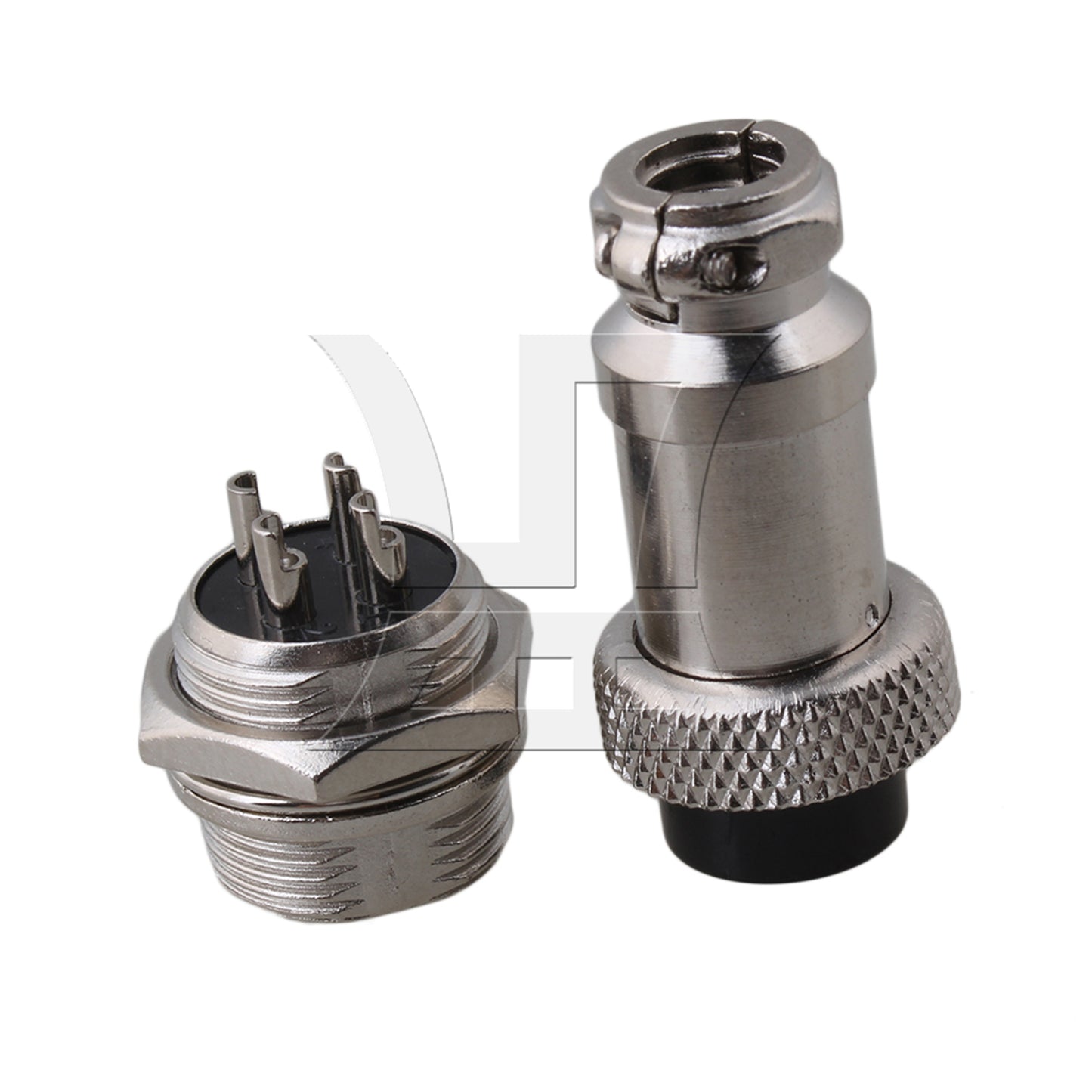 BQLZR Aviation Plug 4-Pin 16mm GX16-4 Metal Male Female Panel Connector Silver