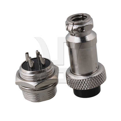 BQLZR Aviation Plug 4-Pin 16mm GX16-4 Metal Male Female Panel Connector Silver