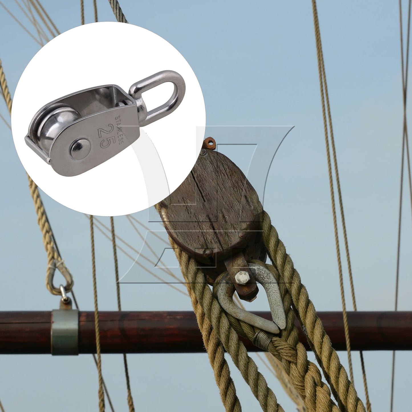 BQLZR M25 25mm Swivel Stainless Steel 304 Wire Rope Single-sheaved Pulley Block