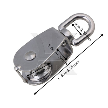 BQLZR M25 25mm Swivel Stainless Steel 304 Wire Rope Single-sheaved Pulley Block