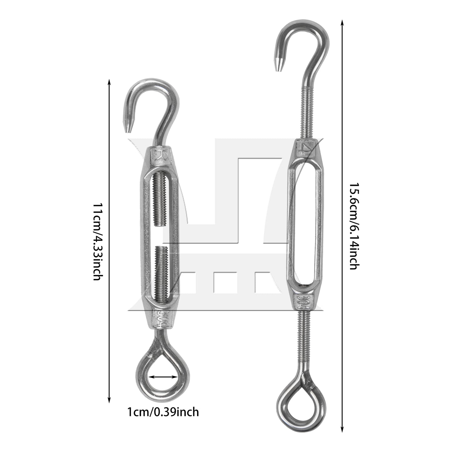 BQLZR  M4 Stainless Steel 304 Hook & Eye Turnbuckle Wire Rope Tension