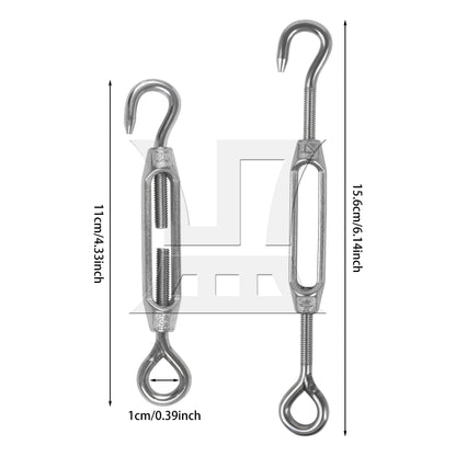 BQLZR  M4 Stainless Steel 304 Hook & Eye Turnbuckle Wire Rope Tension