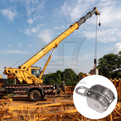 BQLZR M32 30mm Swivel Stainless Steel 304 Double Pulley Block Chain Traction Wheel