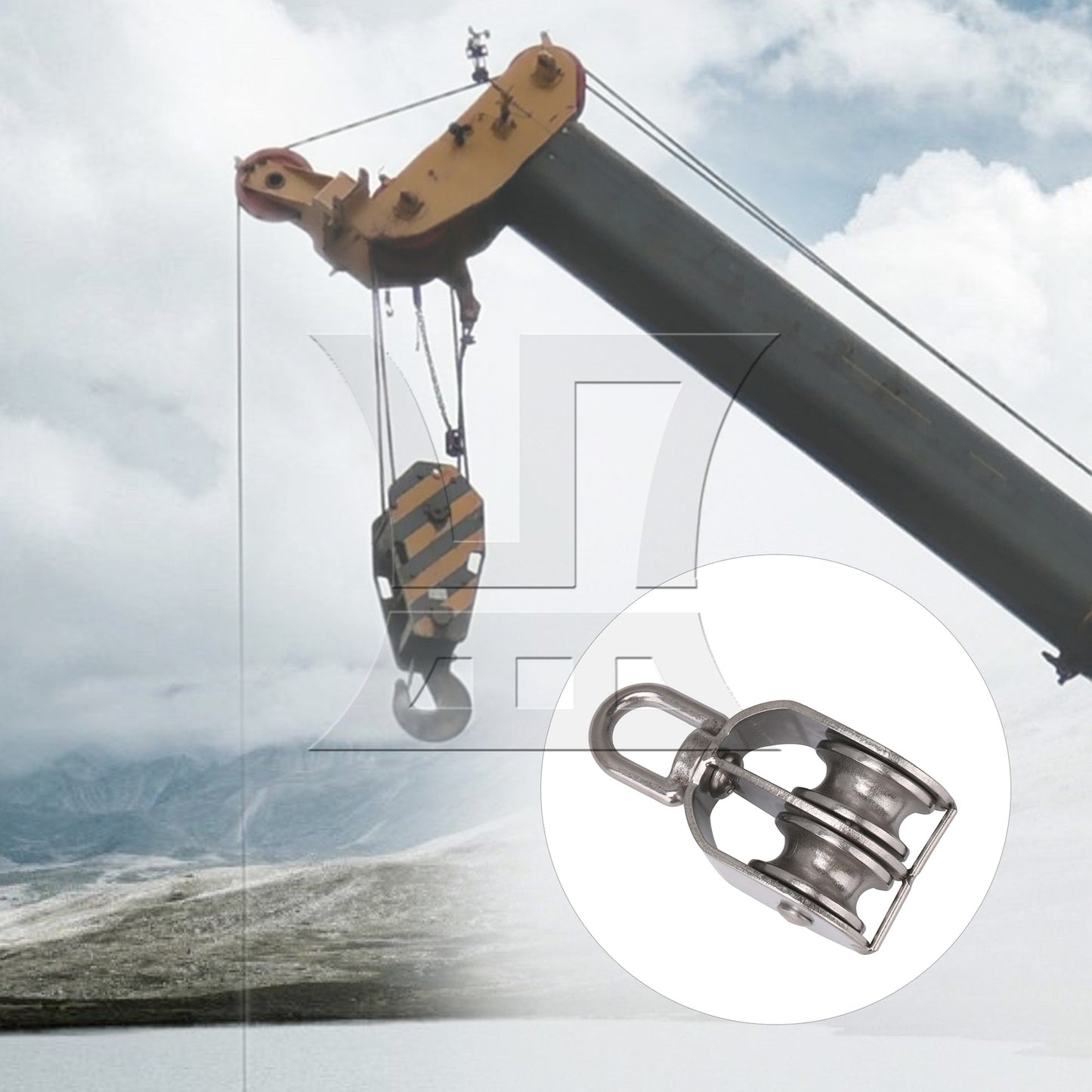 BQLZR M32 30mm Swivel Stainless Steel 304 Double Pulley Block Chain Traction Wheel