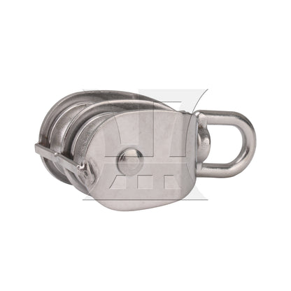 BQLZR M32 30mm Swivel Stainless Steel 304 Double Pulley Block Chain Traction Wheel