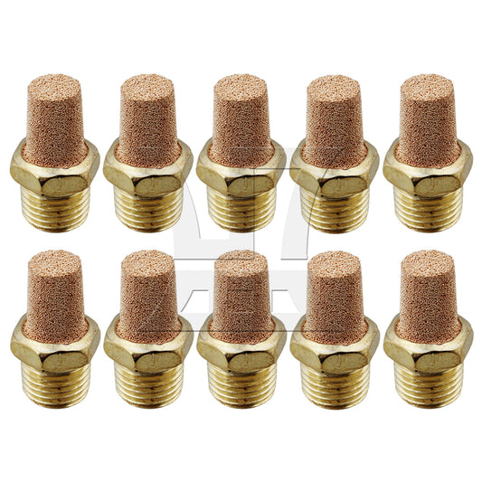BQLZR Yellow 1/4" BSPT Brass Pneumatic Silent Noise Filter Pack of 10