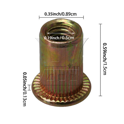 BQLZR M6 Threaded Flat Head Carbon Steel Rivet Nut 6mm Pack of 25